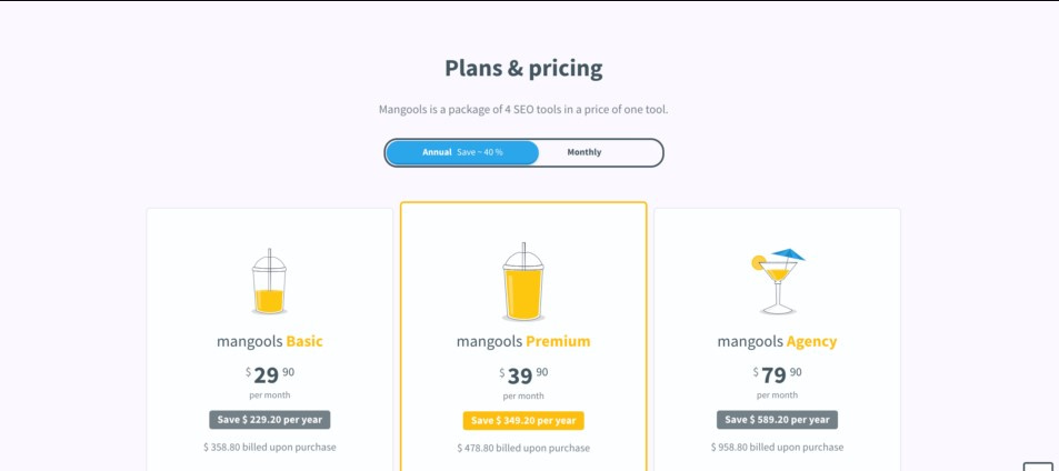 Mangools Review plan and pricing